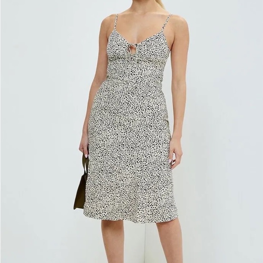 LA Hearts Tie Front Midi Dress in Leopard, Size S